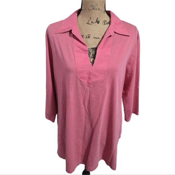 Ralph Lauren Rose Pink V-Neck Cotton Tunic‎ Plus Size 2X - Picture 1 of 6